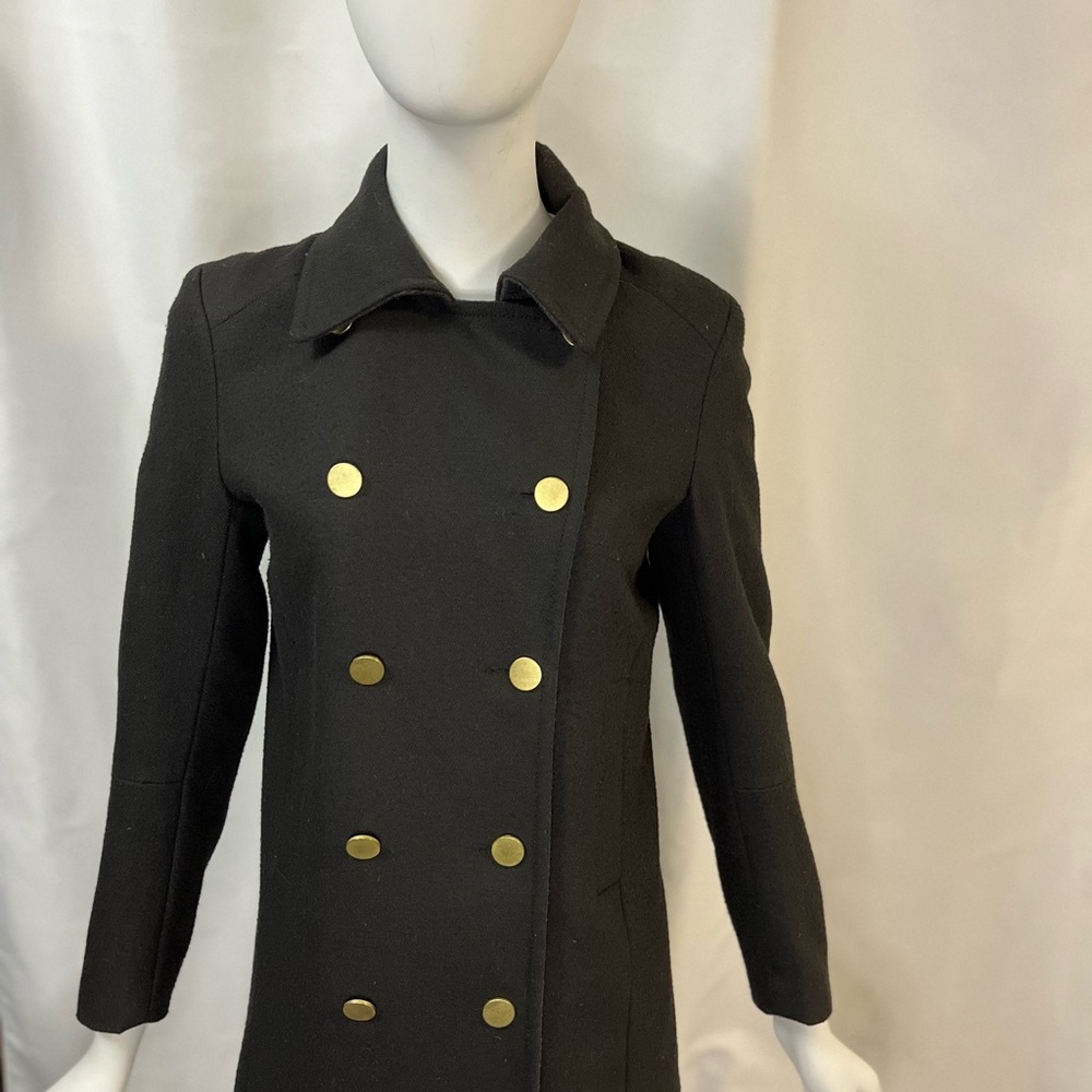 Women's Double-Breasted Wool Black Pea Coat H&M - Picture 2 of 10